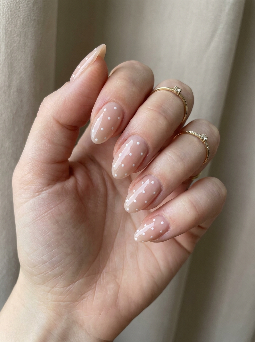 Blue and White Dot Nails mit blauen und weißen Punkten